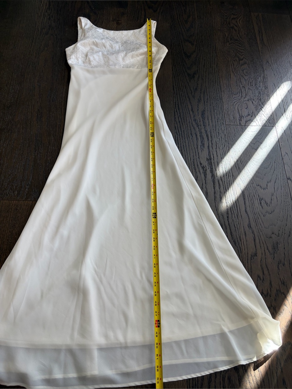 Tailor B. Moss vintage cream satin slip simple maxi dress romantic lace bodice - Picture 11 of 11